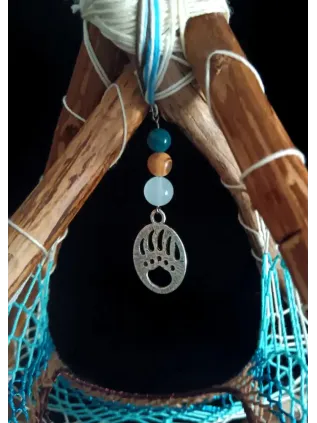 Attrape-Rêve 3D Tipi Entre Deux Mondes – Ours en Œil de Tigre & Plumes