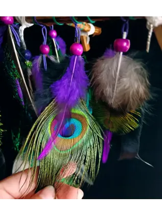 Attrape-Rêves 3D Tipi « Le Paon Enchanteur » | Géode de Quartz & Plumes Nobles