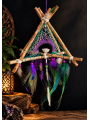 Attrape-Rêves 3D Tipi « Le Paon Enchanteur » | Géode de Quartz & Plumes Nobles