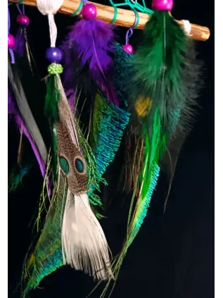 Attrape-Rêves 3D Tipi « Le Paon Enchanteur » | Géode de Quartz & Plumes Nobles