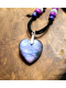 Collier Chamanique « Cœur Sensuel » | Labradorite Violette & Plumes Nobles