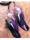 Collier Chamanique « Cœur Sensuel » | Labradorite Violette & Plumes Nobles