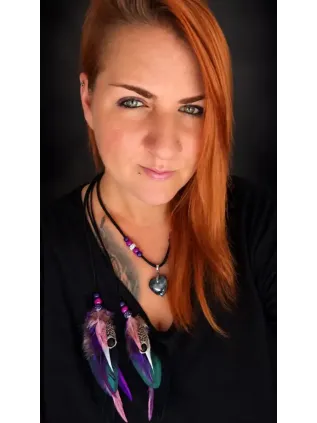 Collier Chamanique « Cœur Sensuel » | Labradorite Violette & Plumes Nobles