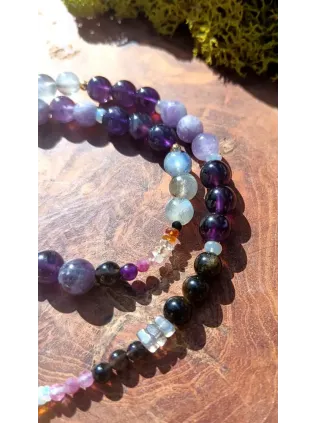 Collier Chamanique « Cœur du Désir » | Labradorite Violette & Opale d'Éthiopie