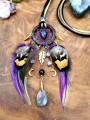 Collier Attrape-Rêves Chamanique « Le Soleil Pourpre » | Labradorites & Améthyste
