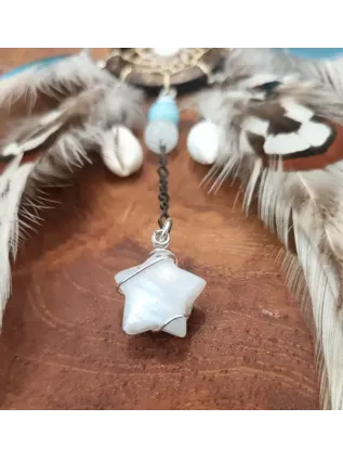 Collier Attrape-Rêves Chamanique « Coco des Mers » | Labradorite Blanche & Nacre