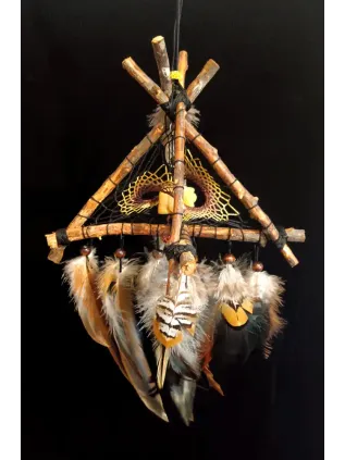 Attrape-Rêves 3D Tipi « À l'Ombre du Grand Ours » | Calcite & Plumes Nobles