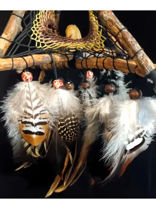 Attrape-Rêves 3D Tipi « À l'Ombre du Grand Ours » | Calcite & Plumes Nobles
