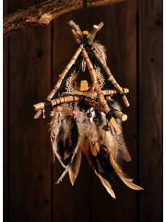Attrape-Rêves 3D Tipi « À l'Ombre du Grand Ours » | Calcite & Plumes Nobles